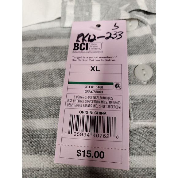 Womens Short Sleeve Boxy Cropped Polo T Shirt Wild Fable Gray Striped XL - Picture 7 of 9